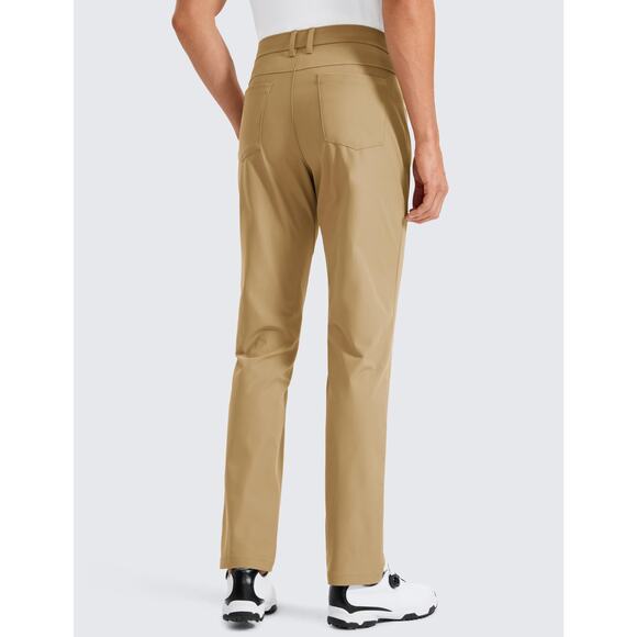 NWT CRZ YOGA Men’s Golf Pants Khaki Sand 28W x 30L Quick Dry Stretch Casual - Picture 2 of 6